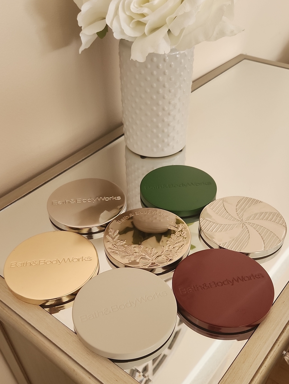 Bath & Body Works 3 Wick Decorative Candle Lids in Mixed Colors
